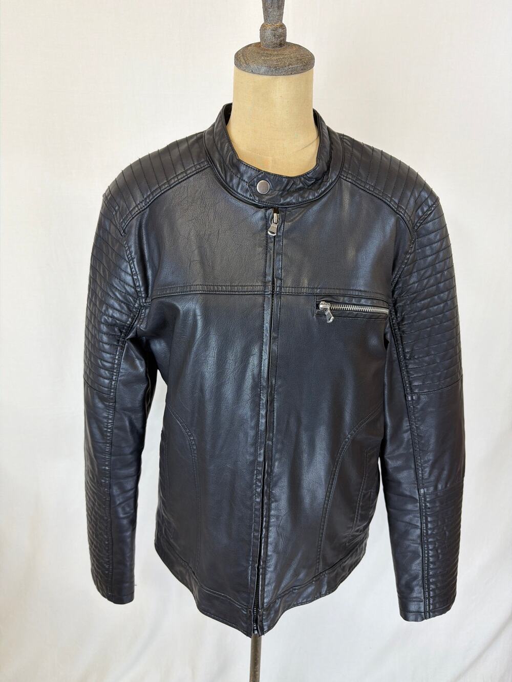 Rock & Republic Black Faux Leather Jacket Medium #0552